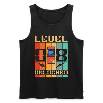 Level 8 Unlocked Arcade Machine Gamer 8. - Men's Premium Organic Tank Top - black - Front - AI Model Male 178 light (178cm)