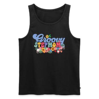Groovy stepmother garden plant flowers - Men's Premium Organic Tank Top - black - Front - AI Model Male 178 light (178cm)
