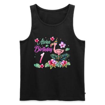 Aloha Geburtstag 1 Flamingo Vogel 1. Geburtstag - Männer Premium Bio Tank Top - Schwarz - Vorne - Michal (187cm)