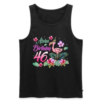Aloha Geburtstag 46 Flamingo Vogel 46. Geburtstag - Männer Premium Bio Tank Top - Schwarz - Vorne - Michal (187cm)