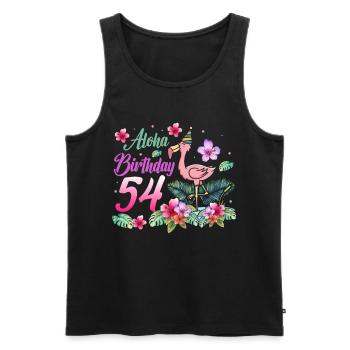 Aloha Anniversaire 54 Flamant Rose Oiseau 54e anniversaire - Débardeur bio Premium Homme - noir - Devant - Michal (187cm)