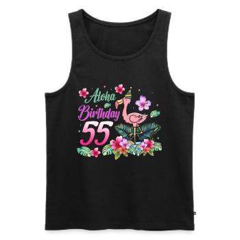Aloha Anniversaire 55 Flamant rose 55e anniversaire - Débardeur bio Premium Homme - noir - Devant - Michal (187cm)