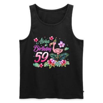 Aloha Anniversaire 59 Flamant rose Oiseau 59e anniversaire - Débardeur bio Premium Homme - noir - Devant - Michal (187cm)
