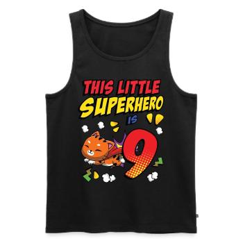 This little superhero is 9 cat owners 9. - Men's Premium Organic Tank Top - black - Front - AI Model Male 178 light (178cm)