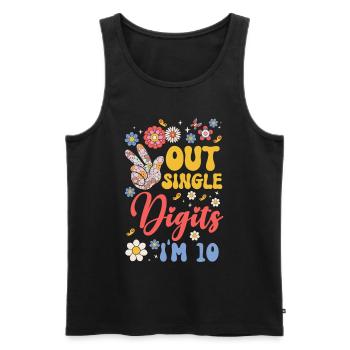 Peace Out Single Digits I'm 10 Flower 10th - Männer Premium Bio Tank Top - Schwarz - Vorne - AI Model Male 178 light (178cm)