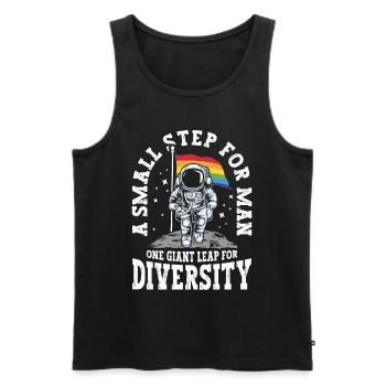 A small step for man A big step - Men's Premium Organic Tank Top - black - Front - AI Model Male 178 light (178cm)