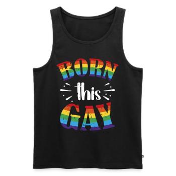 Born This Gay Pride Flag Rainbow - Men's Premium Organic Tank Top - black - Front - Michal (187cm)