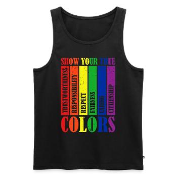 Montrez vos vraies couleurs Lgbt Proud Rainbow - Débardeur bio Premium Homme - noir - Devant - Michal (187cm)