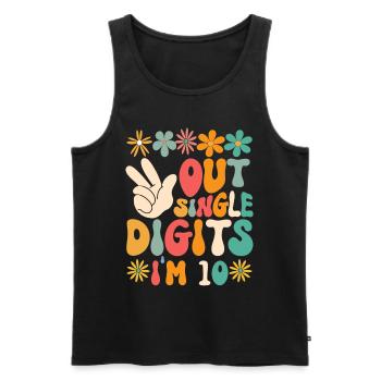 Peace Out Single Digits I'm 10 Flower 10th - Männer Premium Bio Tank Top - Schwarz - Vorne - AI Model Male 178 light (178cm)