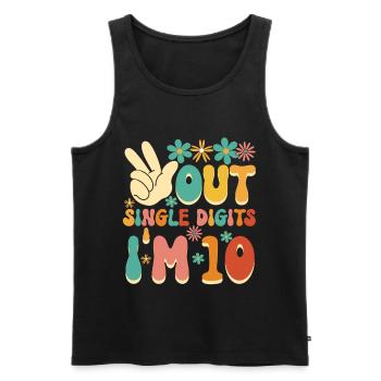 Peace Out Single Digits I'm 10 Flower 10th - Männer Premium Bio Tank Top - Schwarz - Vorne - AI Model Male 178 light (178cm)