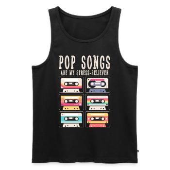 Pop-songs Sind Mein Stress-reliever - Männer Premium Bio Tank Top - Schwarz - Vorne - AI Model Male 178 light (178cm)