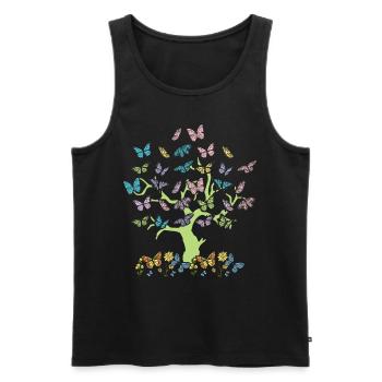 Bunte Schmetterlinge Wald Natur Bäume Bewahrung - Männer Premium Bio Tank Top - Schwarz - Vorne - Michal (187cm)