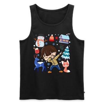 Dabbed Young Snow Deer Winter Temperate - Men's Premium Organic Tank Top - black - Front - AI Model Male 178 light (178cm)