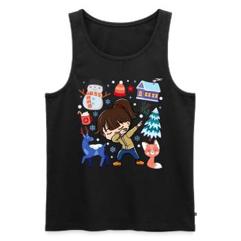 Spotted Girls Snow Deer Winter Temperate - Men's Premium Organic Tank Top - black - Front - AI Model Male 178 light (178cm)