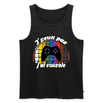 J'peux pas j'ai console - Débardeur bio Premium Homme - noir - Devant - Michal (187cm)