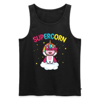 Supercorn | Licorne mignonne | Chemise Licorne | - Débardeur bio Premium Homme - noir - Devant - Michal (187cm)