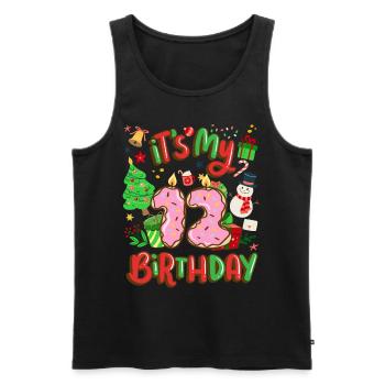 It's my 12 birthday snowman Christmas - Men's Premium Organic Tank Top - black - Front - AI Model Male 178 light (178cm)