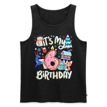 It's my 6 birthday snowman holiday donut - Men's Premium Organic Tank Top - black - Front - AI Model Male 178 light (178cm)