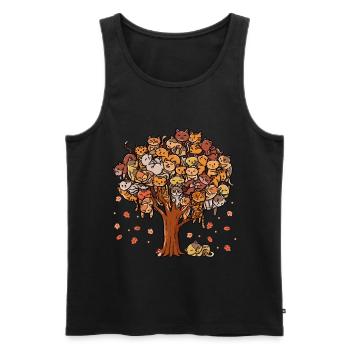 Autumn Tree Kitten Family of Cats Autumn - Men's Premium Organic Tank Top - black - Front - Michal (187cm)