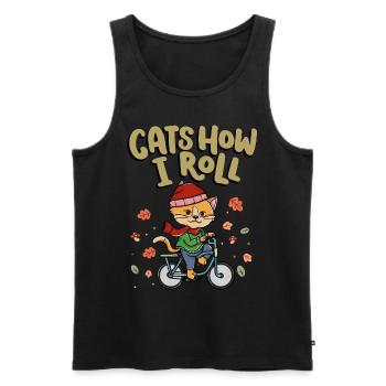 Katzen How I Roll Fahrradfahren Radfahren - Männer Premium Bio Tank Top - Schwarz - Vorne - AI Model Male 178 light (178cm)
