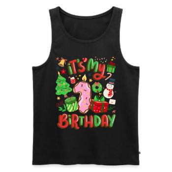 C’est mon 1 anniversaire bonhomme de neige Noël - Débardeur bio Premium Homme - noir - Devant - Michal (187cm)