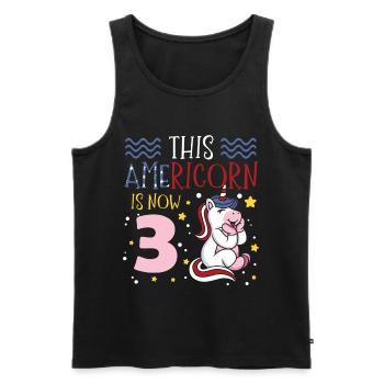 Cette Americorn est maintenant 3 Poney Licorne le 4 juillet - Débardeur bio Premium Homme - noir - Devant - Michal (187cm)