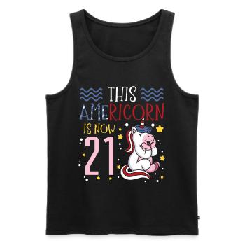 This Americorn is now 21 Unicorn Pony 4. - Men's Premium Organic Tank Top - black - Front - AI Model Male 178 light (178cm)