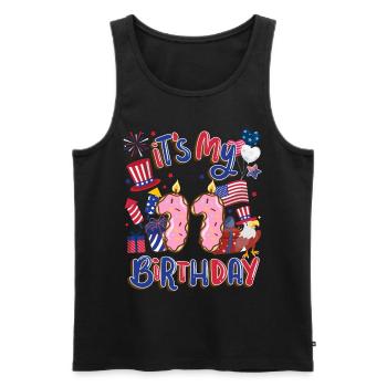 It's my 11th birthday Eagle July 4th - Men's Premium Organic Tank Top - black - Front - AI Model Male 178 light (178cm)