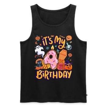 It's my 4 birthday pastry donut halloween 4. - Men's Premium Organic Tank Top - black - Front - AI Model Male 178 light (178cm)