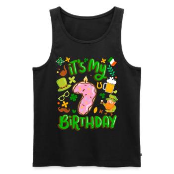 It's my 7 birthday holiday donut st. - Men's Premium Organic Tank Top - black - Front - AI Model Male 178 light (178cm)