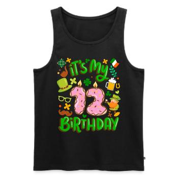 Es Ist Mein 12 Geburtstag Urlaub Donut St. - Männer Premium Bio Tank Top - Schwarz - Vorne - AI Model Male 178 light (178cm)