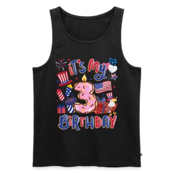 C’est mon 3ème anniversaire Eagle le 4 juillet - Débardeur bio Premium Homme - noir - Devant - AI Model Male 178 light (178cm)