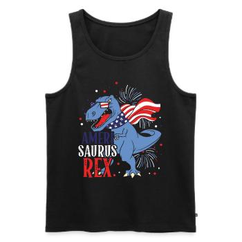 Ameri Saurus Rex 4 juillet Dinosaure Indépendance - Débardeur bio Premium Homme - noir - Devant - Michal (187cm)