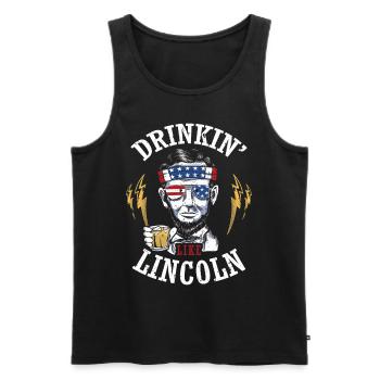 Drinkin' Like Lincoln 4 juillet Drink Independence - Débardeur bio Premium Homme - noir - Devant - Michal (187cm)