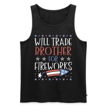 Will Trade Brother For Fireworks 4. Juli - Männer Premium Bio Tank Top - Schwarz - Vorne - AI Model Male 178 light (178cm)