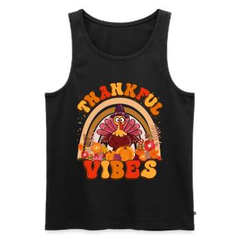 Thankful Vibes Thanksgiving Türkei Urlaub Blumen - Männer Premium Bio Tank Top - Schwarz - Vorne - Michal (187cm)