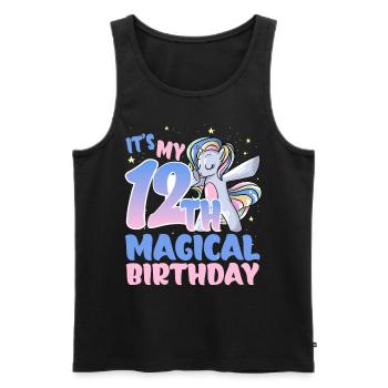 C’est mon 12e anniversaire magique - Débardeur bio Premium Homme - noir - Devant - Michal (187cm)