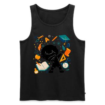 Silhouette Young First Day of School Student - Men's Premium Organic Tank Top - black - Front - AI Model Male 178 light (178cm)