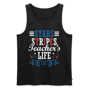 Stars Stripes Teacher's Life 4. Juli - Männer Premium Bio Tank Top - Schwarz - Vorne - Michal (187cm)
