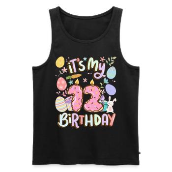 C’est mon 12 anniversaire de vacances de beignets de Pâques - Débardeur bio Premium Homme - noir - Devant - Michal (187cm)