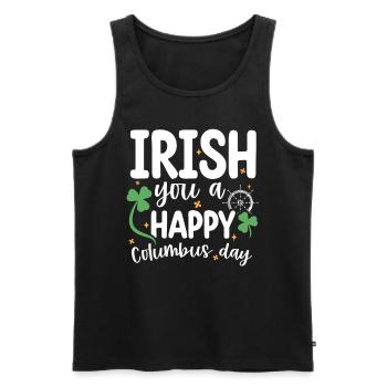 Irish You A Happy Columbus Day Green Clover - Men's Premium Organic Tank Top - black - Front - AI Model Male 178 light (178cm)