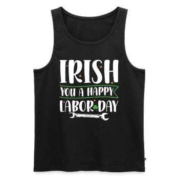 Irish You Happy Labor Day Grünes Kleeblatt - Männer Premium Bio Tank Top - Schwarz - Vorne - AI Model Male 178 light (178cm)