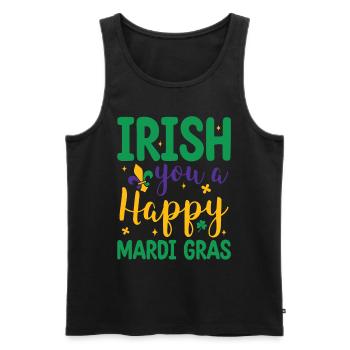 Irish You A Happy Mardi Gras Green Clover - Men's Premium Organic Tank Top - black - Front - AI Model Male 178 light (178cm)