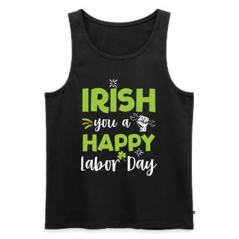 Irish You Happy Labor Day Grünes Kleeblatt - Männer Premium Bio Tank Top - Schwarz - Vorne - AI Model Male 178 light (178cm)