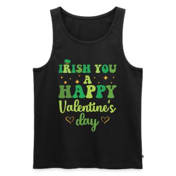 Irish You Happy Valentine's Day Green Holiday - Men's Premium Organic Tank Top - black - Front - AI Model Male 178 light (178cm)