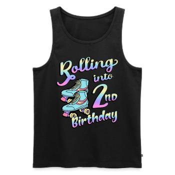 Rolling Into 2nd Birthday Quad Skater Rollschuhe - Männer Premium Bio Tank Top - Schwarz - Vorne - AI Model Male 178 light (178cm)