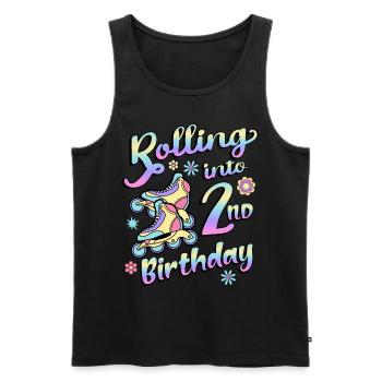 Rolling Into 2nd Birthday Roller Skater Inline - Men's Premium Organic Tank Top - black - Front - Michal (187cm)