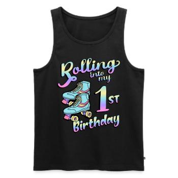 Rolling Into My 1st Birthday Quad Skater - Männer Premium Bio Tank Top - Schwarz - Vorne - AI Model Male 178 light (178cm)