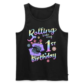 Rolling Into My 1st Birthday Quad Skater - Männer Premium Bio Tank Top - Schwarz - Vorne - AI Model Male 178 light (178cm)