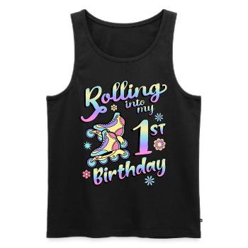 Rolling Into My 1st Birthday Roller Skater Inline - Men's Premium Organic Tank Top - black - Front - Michal (187cm)